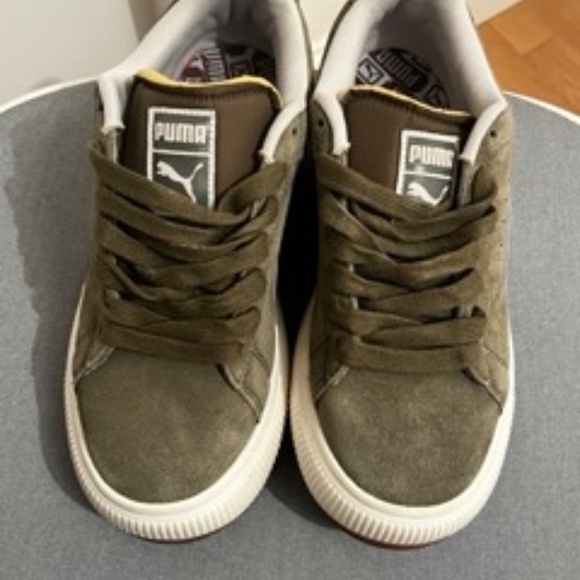 Puma Green Platform Suede Sneakers - Picture 2 of 7
